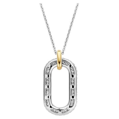 TI SENTO-Milano 3964ZY Ketting Ovaal zilver-zirconia zilver-en goudkleurig 38-48 cm