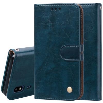 Business stijl olie Wax textuur horizontale Flip lederen case voor Galaxy a2 core met houder & kaartsleuven & portemonnee (blauw)