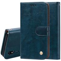 Business stijl olie Wax textuur horizontale Flip lederen case voor Galaxy a2 core met houder & kaartsleuven & portemonnee (blauw)