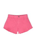 TWINSET Kids short frangé à plaque logo - Rose