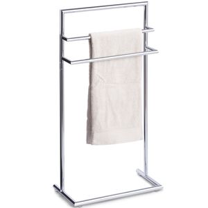 Luxe handdoek badkamer rek - zilver - 3 stangen - metaal - 44 x 83 cm