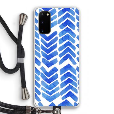 Blauwe pijlen: Samsung Galaxy S20 Transparant Hoesje met koord