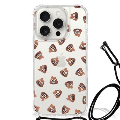 Doorzichtige Silicone Hoesje voor iPhone 15 Pro Poep Emojis