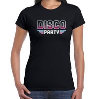 Disco party feest t-shirt zwart voor dames - thumbnail