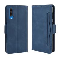 Portemonnee stijl huid voelen kalf patroon lederen draagtas voor Galaxy A50/A50s met aparte kaartsleuf (blauw)