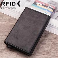 Magnetic RFID Bag Multifunctional Aluminum Automatic Pop-up Credit Card Package(Black)