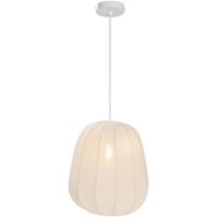 Leen Bakker - Hanglamp Fenne - Metaal - E27 - 150xØ35 Cm - Stof/Metaal - Wit