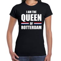 Koningsdag t-shirt I am the Queen of Rotterdam zwart voor dames