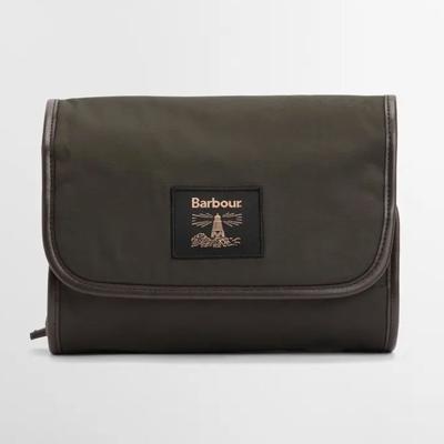 Barbour Wax hangende toilettas olive