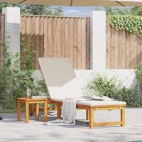 Ligstoel met kussen Bruin 53 x 202 x 89cm Massief acaciahout