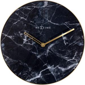 NeXtime NE-8189ZW Wandklok Marble Ø 40 Cm Zwart