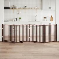 VidaXL Hondenhek inklapbaar 4panelen 320cm massief vurenhout bruin eik