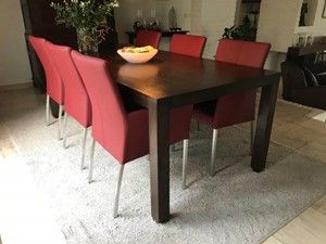 Set van 6 leren eetkamerstoelen - rood leer - Echt leer, Modern, ontdek de vele Leersoorten en Kleuren bij ShopX