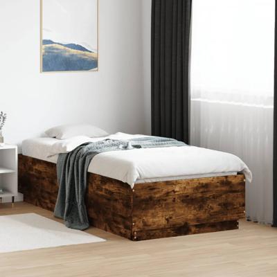 Bedframe met LED-verlichting gerookt eikenkleurig 90x190 cm