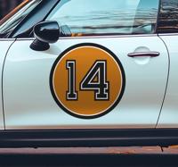 Retro sportnummer autosticker Retro sportnummer autosticker