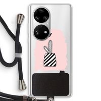 Zwart-wit cactus: Huawei P50 Pro Transparant Hoesje met koord