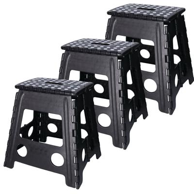 Benson Opvouwbaar krukje - Set van 3x stuks - zwart - 39 cm - kunststof - tot 120 kg