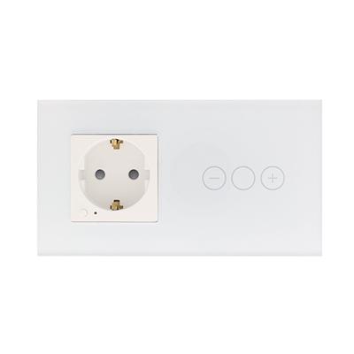 Rome Touch wit-glas LED dimmer en smart stopcontact combinatie compleet - 2draads
