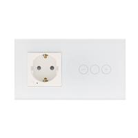 Rome Touch wit-glas LED dimmer en smart stopcontact combinatie compleet - 2draads