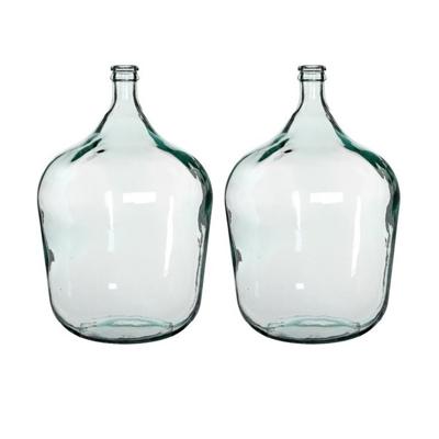 Mica Decorations Fles vaas Diego - 2x stuks - 40 x 56 cm - transparant - gerecycled glas - flessenha