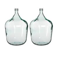 Mica Decorations Fles vaas Diego - 2x stuks - 40 x 56 cm - transparant - gerecycled glas - flessenha