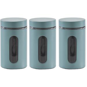 Zeller Voorraadpot - 4x - venster - eucalyptus groen - 900ml - D10 x H18 cm