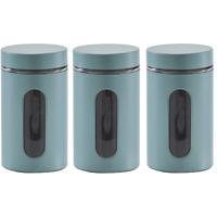 Zeller Voorraadpot - 4x - venster - eucalyptus groen - 900ml - D10 x H18 cm