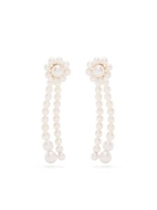 Sophie Bille Brahe boucles d'oreilles Promenade de Fleur en or 14ct à perles - Blanc