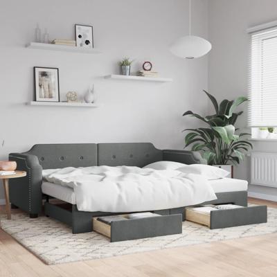 Slaapbank onderschuifbed en lades 80x200 cm stof donkergrijs