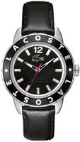 Lacoste horlogeband 2000671 / LC-54-3-27-2287 Leder Zwart 18mm + zwart stiksel
