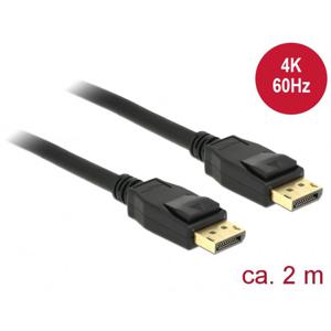 Delock 83806 DisplayPort-kabel DisplayPort Aansluitkabel DisplayPort-stekker, DisplayPort-stekker 2.00 m Zwart Vergulde steekcontacten