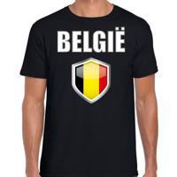 Belgie vlag thema landen t-shirt - zwart - voor heren - Supporters kleding - korte mouwen