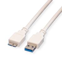 VALUE USB 3.2 Gen 1-kabel, A M - Micro B M, wit, 3 m