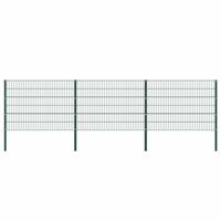 Schuttingpaneel met palen ijzer 522x120 cm groen