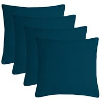 Stof Textile sierkussen Nelson - 4x - petrol blauw - 40 x 40 cm - bank kussens - polyester
