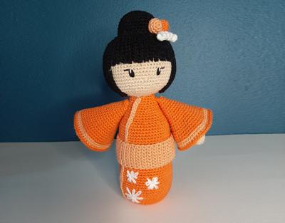 Crochet Kit byClaire Kokeshi Kohaku - Orange (English Pattern)