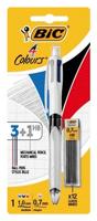 Balpen bic 3kleuren + vulpotl hb 0.7mm m wit
