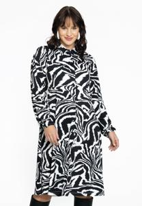 Yoek Blouse-jurk met pofmouw | Zwart | Maat 54/56