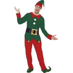 Kerstelf kostuum - groen/rood - heren - kerst verkleedkleding elf - elfenpak