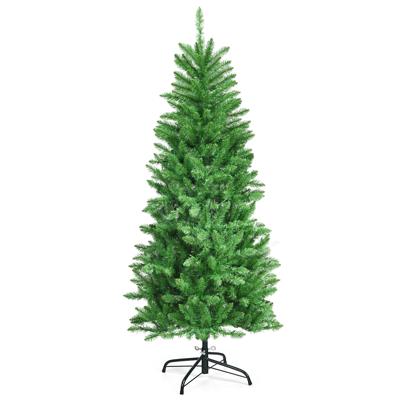 150cm Hoge Oplichtende Kunstmatige Potloodkerstboom met Warm Wit Lichtgroen