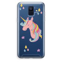 Roze eenhoorn: Samsung Galaxy A6 (2018) Transparant Hoesje - thumbnail