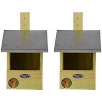 2x Vogelhuisjes/nestkastjes voor grote roodborst 33.3 cm