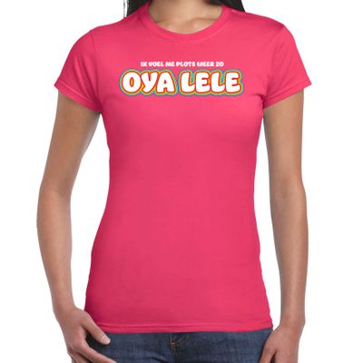 Bellatio Decorations Verkleed T-shirt voor dames - Oya lele - roze - carnaval - foute party 2XL  -