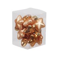 Kerstornamenten - sterren - 12x st - autumn sunset oranje - 4 cm - glas - mat/glans - kerstversierin
