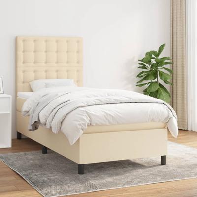 Boxspring met matras stof crèmekleurig 90x190 cm