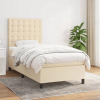 Boxspring met matras stof crèmekleurig 90x190 cm