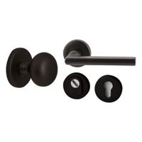 Hardbrass Voordeurset Iris/Sara 3-delig rechtswijzend - puurzwart