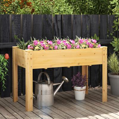 Houten Verhoogde Tuinbedden Plantenbak met Drainagegaten Groentebed Plantenbed Rechthoekig 120 x 60 x 82 cm Natuur