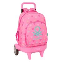 Schoolrugzak met Wielen Benetton Heart Roze 33 x 45 x 22 cm