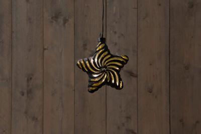 STER GLAS ZWART-GOUD 15CM/10 LED WARM WIT 2XAAA - Annas collection